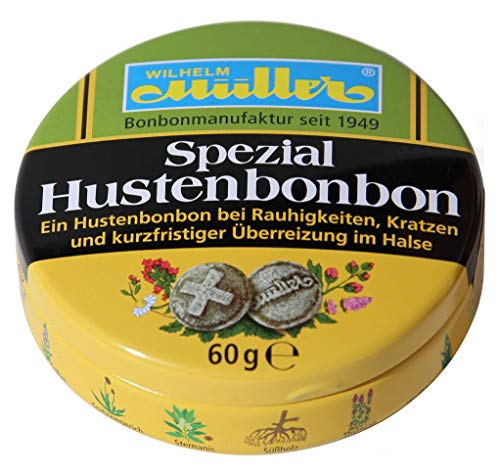 Hochwertiges Spezial Hustenbonbon bei Rauhigkeit im Halse (1 kleine Dose) von Müller