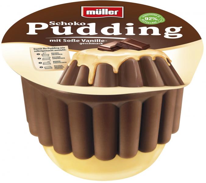 Müller Schoko Pudding mit Vanillasoße von Müller