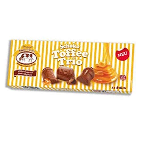 Original Muh‑Muhs Schoko Toffee Trio – Zarte Milchschokolade gefüllt mit feiner Toffeecreme für einen unvergleichlichen Toffeegenuss – UTZ-zeritifizert und frei von Palmöl (1 x 132g) von Muh-Muhs