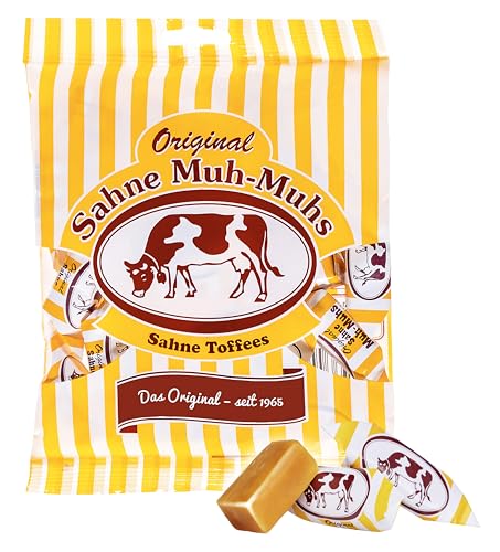 Original Sahne Muh-Muhs Sahne Toffees 215g Beutel – Das Original seit 1965, einmalig sahniger Genuss – Frei von Farb- und Konservierungsmittel, glutenfrei (1 x 215g) von Muh-Muhs