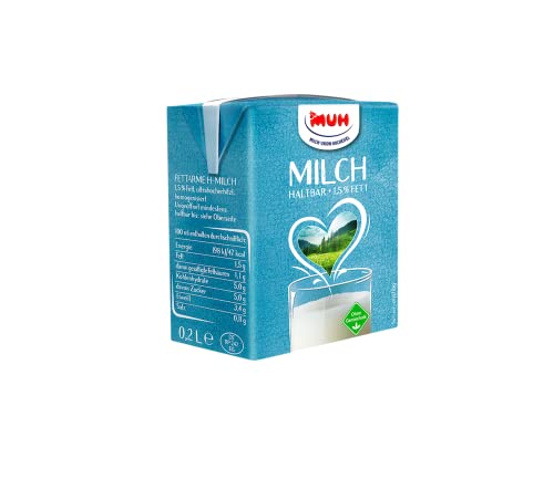 MUH H-Milch 1.5%, 27er Pack (27 x 200 ml), Flüssigkeit, rein, typisch für H-Milch, ohne Fehlgeschmack von MUH