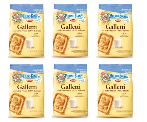 6x Barilla Mulino Bianco Galletti Shortbread-Kekse mit frischer italienischer Milch 800g von Mulino Bianco Barilla