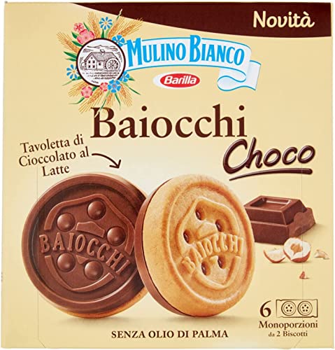 3x Mulino Bianco Baiocchi choco Schokokekse, kekse Mürbegebäck und Milchschokoriegel mit Haselnüssen, Ausgezeichnet als Snack 144 gr von Mulino Bianco