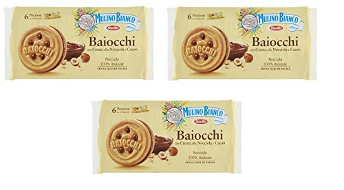 3x Mulino Bianco Baiocchi schoko reigel Kekse kuchen mit Schokolade 336gr snack von Mulino Bianco