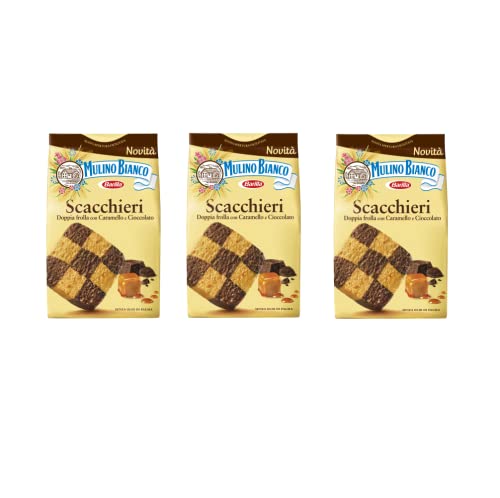 3x Mulino Bianco Scacchieri Kekse Doppelter Mürbeteig mit Karamell und Schokolade 300g von Mulino Bianco