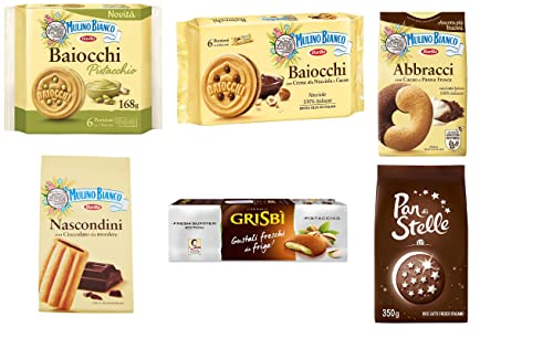 5x Mulino Bianco Kekse testpaket Nascondini Baiocchi Pistacchio Pan di stelle + Matilde Vicenzi Grisbi Pistacchio 150g 5x Mulino Bianco Kekse testpaket Nascondini Baiocchi Pistacchio Pan di stelle + Matilde Vicenzi Grisbi Pistacchio 150g von Mulino Bianco