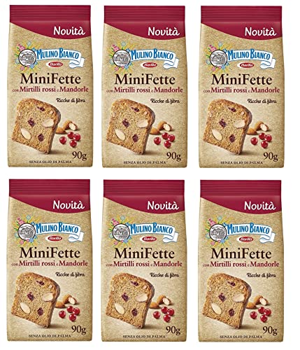 6x Mulino Bianco Mini Fette Biscottate con farina integrale, mirtilli rossi, mandorle e semi di girasole Zwieback mit Vollkornmehl, Preiselbeeren, Mandeln und Sonnenblumenkernen 90g 6x Mulino Bianco Mini Fette Biscottate con farina integrale, mirtilli rossi, mandorle e semi di girasole Zwieback mit Vollkornmehl, Preiselbeeren, Mandeln und Sonnenblumenkernen 90g von Mulino Bianco
