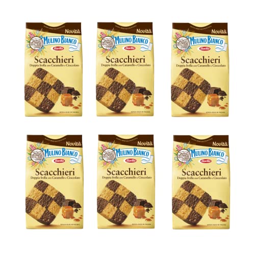 6x Mulino Bianco Scacchieri Kekse Doppelter Mürbeteig mit Karamell und Schokolade 300g von Mulino Bianco