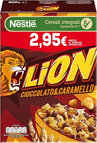 6x Nestlé Lion Cereali Integrali Cioccolato e Caramello Getreide Vollkorn Cereals mit Schokolade und Karamell 400g von Mulino Bianco