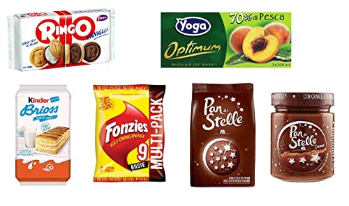 Kinder Kit Snacks Kekse Fruchtsäfte Maissnack Schokoladencreme 6 Stück Pavesi Kinder Mulino Bianco Yoga Fonzies Pan di Stelle von Mulino Bianco