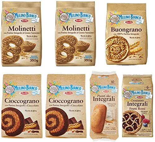 Mulino Bianco 2x Molinetti Vollkorn kekse 350g + 1x Buongrano 350g 2x Cioccograno 350g + Plumccake Vollkorn + Crostatina Vollkorn mit Beeren Mulino Bianco 2x Molinetti Vollkorn kekse 350g + 1x Buongrano 350g 2x Cioccograno 350g + Plumccake Vollkorn + Crostatina Vollkorn mit Beeren von Mulino Bianco