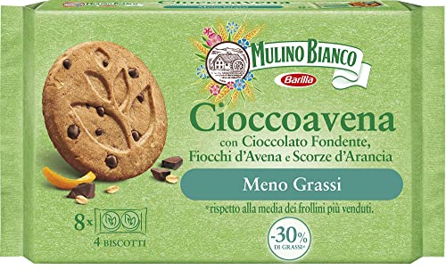 Mulino Bianco Cioccoavena con cioccolato fondente,fiocchi di avena e scorze di arancia Kekse Italien biscuits cookies mit dunkler Schokolade, Haferflocken und Orangenschale 220g( 8 x 27,5g ) von Mulino Bianco