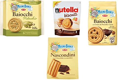 Mulino Bianco Kekse testpaket Nascondini Baiocchi nocciola Baiocchi Pistacchio Nutella Biscuits von Mulino Bianco