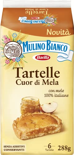 Mulino Bianco Tartelle Cuor di Mela, Törtchen mit 100% italienischen Äpfeln, Biskuit und Mürbeteig, ohne Palmöl und ohne Konservierungsstoffe, Packung mit 6 Törtchen von Mulino Bianco