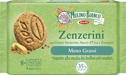 Mulino Bianco Zenzerini con grano saraceno,succo d'uva e zenzero Kekse Italien biscuits cookies mit Buchweizen, Traubensaft und Ingwer 220g ( 8 x 27,5g ) von Mulino Bianco