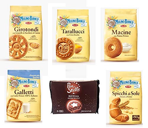 TESTPAKET Mulino Bianco Kekse Italien cookies Galletti Macine Girotondi Tarallucci Spicchi di sole Pan di stelle biscocrema von Mulino Bianco