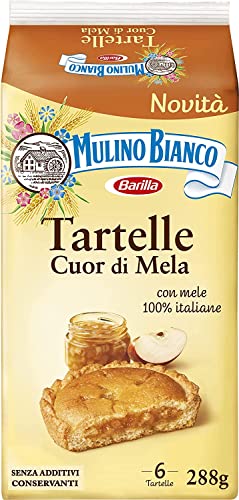 6x Mulino Bianco Tartelle Cuor di Mela, Törtchen mit 100% italienischen Äpfeln, Biskuit und Mürbeteig, ohne Palmöl und ohne Konservierungsstoffe, Packung mit 6 Törtchen 288g von Mulino Bianco