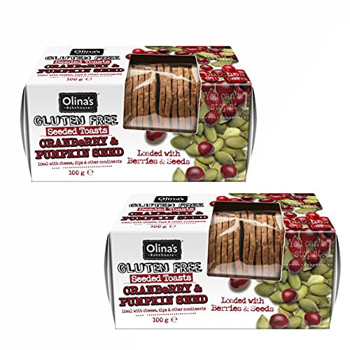 Olina's Bakehouse Glutenfreie Samen-Toasts, Cranberry & Kürbis, 100 g, 2 Stück von Multi