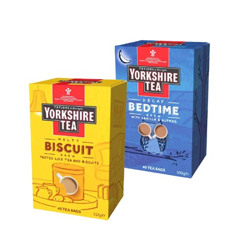 Biscuit Brew Teebeutel 40 Teebeutel (112 g) und Bedtime Brew 40 Teebeutel (100 g) Taylors of Harrogate Yorkshire Bundle von Multiple