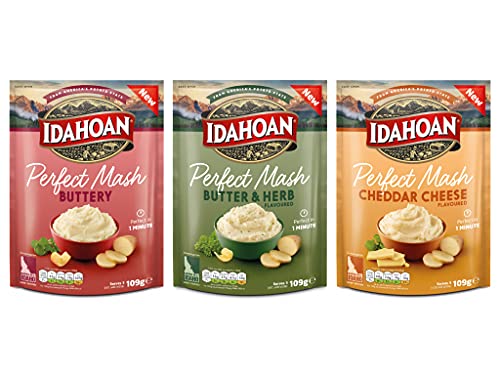 Idahoan Perfect Mash Bundle | Bündel mit 3 | Buttery 109 g x 1, Butter & Herb 109 x 1, Cheddar-Käse 109 g x 1 von Multiple