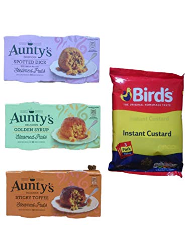 Steamed Pudding-Kollektion + 3 Pack Birds Instant Custard Powder Mix 2 x Mikrowelle Golden Sirup Pudding 2 x Mikrowelle klebrige Toffee Schwämme 2 x Dick gedämpfte Puds Vegetarisch von Multiple