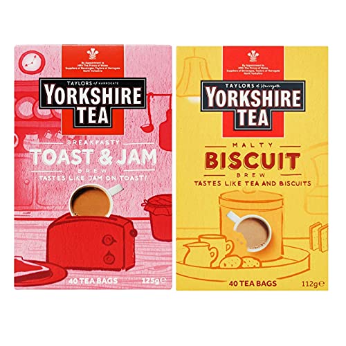 Yorkshire Teebeutel-Set – Malty Biscuit Teebeutel und Toast & Marmelade Teebeutel (insgesamt 80 Beutel) von Multiple