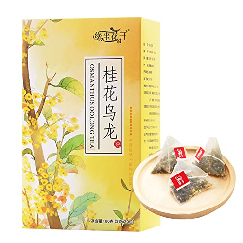 Oolong-Osmanthus-Teebeutel, 20 Stück natürlicher Oolong mit getrockneten Osmanthus-Tees, Oolong-Blütenblättern, Tee-Ei-Beutel für das Home Office von Mumusuki
