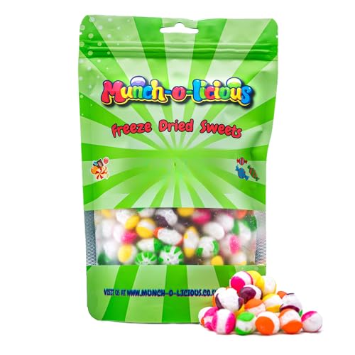 Munch-o-licious Gefriergetrocknete Süßigkeiten - Freeze Dried Candy 100g - Crazy Sour Crunch - Handgefertigt in UK - Abenteuerliche Naschkatzen Begeisterung-TikTok Hit Gefriergetrocknete Süssigkeiten von Munch-o-licious