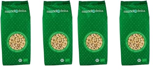 Mundo Feliz Ganze Cashew-Nüsse aus Bio-Anbau, 2 x 500 g (Packung mit 2) von Mundo Feliz