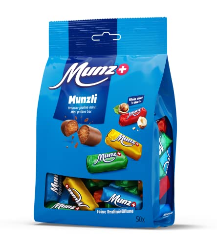 MUNZ Munzli 250g | Schweizer Mini Praliné | 50 Branches | kleine Schokoladen mit feiner Nougatfüllung aus der Schweiz (1 Packung) von Munz