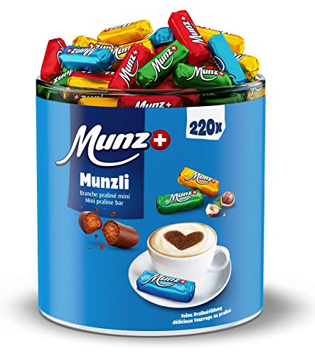Munzli Mini-Praliné Milch | von Munz | Schweizer Schokolade | 1 kg Großpackung | ca. 220 Stück | Feine Pralinen umhüllt von Milch-Schokolade | Nougat-Füllung mit gerösteten Haselnuss-Splittern Munzli Mini-Praliné Milch | von Munz | Schweizer Schokolade | 1 kg Großpackung | ca. 220 Stück | Feine Pralinen umhüllt von Milch-Schokolade | Nougat-Füllung mit gerösteten Haselnuss-Splittern von Munz