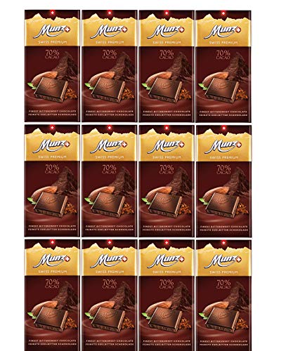 Munz Schokolade Edelbitter 70% Kakao | Feine Zartbitterschokolade | 12 Tafeln á 100g | Edle Schokolade | Swiss Premium Chocolate | Großpackung 1,2 kg Schokoladentafeln aus der Schweiz Munz Schokolade Edelbitter 70% Kakao | Feine Zartbitterschokolade | 12 Tafeln á 100g | Edle Schokolade | Swiss Premium Chocolate | Großpackung 1,2 kg Schokoladentafeln aus der Schweiz von Munz