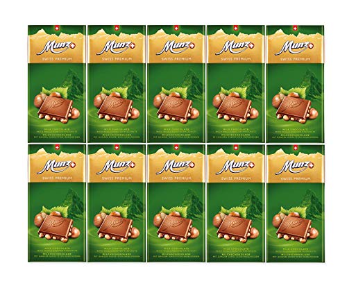 Munz Schokolade Milchschokolade | mit gerösteten, ganzen Haselnüssen | 10 Tafeln á 100g | Edle Schokolade | Swiss Premium Chocolate | Großpackung 1 kg Schokoladentafeln aus der Schweiz Munz Schokolade Milchschokolade | mit gerösteten, ganzen Haselnüssen | 10 Tafeln á 100g | Edle Schokolade | Swiss Premium Chocolate | Großpackung 1 kg Schokoladentafeln aus der Schweiz von Munz