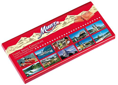 Munz Schokolade | SWISS TOURISTIK VIEWS | 12 Tafeln á 100g | Geschenk Edition | Edle Schokolade | Swiss Premium Chocolate | Großpackung 1,2 kg Schokoladentafeln aus der Schweiz | Milchschokolade von Munz