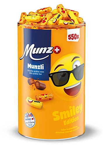 Munzli Mini-Praliné Milch | SMILE EDITION | von Munz | Schweizer Schokolade | 2,5 kg Großpackung | ca. 500 Stück | Feine Pralinen | Nougat-Füllung mit gerösteten Haselnuss-Splittern Munzli Mini-Praliné Milch | SMILE EDITION | von Munz | Schweizer Schokolade | 2,5 kg Großpackung | ca. 500 Stück | Feine Pralinen | Nougat-Füllung mit gerösteten Haselnuss-Splittern von Munz