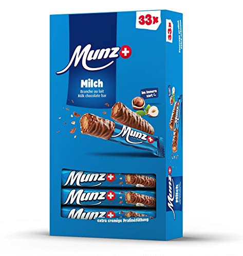 Schweizer Schokolade | MUNZ Prügeli Milch | Branches Classic | 33 Praliné Schokoladenriegel á 23g im Thekendisplay | 759g Großpackung | Maestrani Milchschokolade | Glutenfrei von Munz