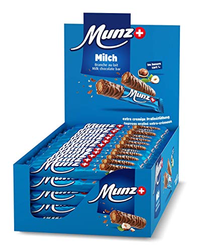Schweizer Schokolade | MUNZ Prügeli Milch | Branches Classic | 60 Praliné Schokoladenriegel á 23g im Thekendisplay | 1,38kg Großpackung | Maestrani Milchschokolade | Glutenfrei von Munz