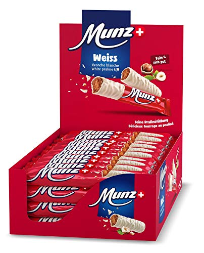 Schweizer Schokolade | MUNZ Prügeli Weiss | Branches | 40 Praliné Schokoladenriegel á 46g im Thekendisplay | 1,84kg Großpackung | Maestrani Schokolade | Glutenfrei von Munz
