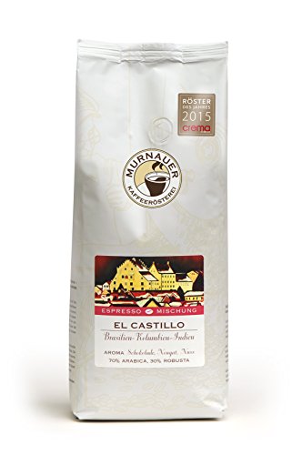 Murnauer Kaffeerösterei EL CASTILLO - Espressobohnen aus Brasilien - Premium Kaffee - von Hand frisch & schonend geröstet - Espresso und Filterkaffee - 1000g ganze Bohnen von Murnauer Kaffeerösterei