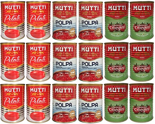 MUTTI Paket - Pomodorini Ciliegini / Kirschtomaten (6 x 400g) + Pomodori Pelati / Schältomaten (6 x 400g) + Polpa/Feinstes Tomatenfleisch (6 x 400g) von Mutti