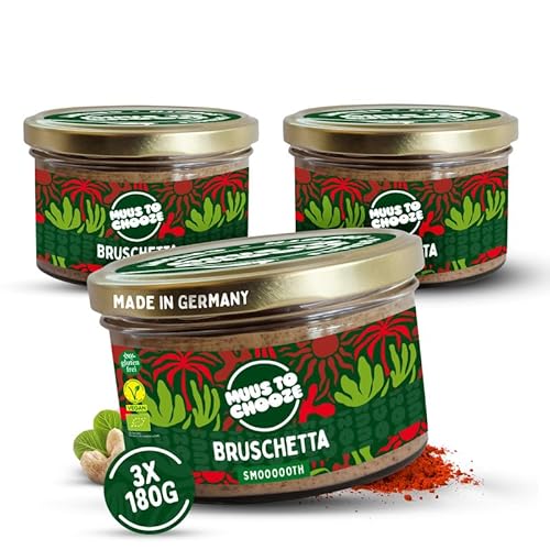 Muus to Chooze - Bruschetta Creme Brotaufstrich 3x180g – Aufstrich Vegan, Bio & Zusatzstofffrei – Mit Cashewnüssen, Kräutern und Tomaten – Geschmeidige Textur – Ideal für Pasta, Bowls und Dressings Muus to Chooze - Bruschetta Creme Brotaufstrich 3x180g – Aufstrich Vegan, Bio & Zusatzstofffrei – Mit Cashewnüssen, Kräutern und Tomaten – Geschmeidige Textur – Ideal für Pasta, Bowls und Dressings von Muus to Chooze