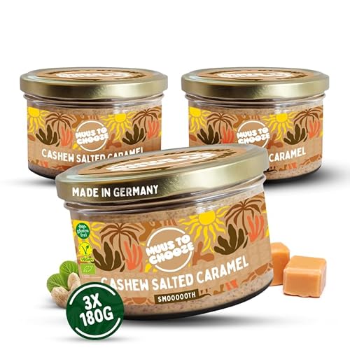 Muus to Chooze - Cashew Salted Caramel Brotaufstrich 3x180g – Aufstrich Vegan, Bio & Zusatzstofffrei – Mit Cashews, Kokosblütenzucker & Meersalz – Geschmeidige Textur – Ideal als Snack & Topping Muus to Chooze - Cashew Salted Caramel Brotaufstrich 3x180g – Aufstrich Vegan, Bio & Zusatzstofffrei – Mit Cashews, Kokosblütenzucker & Meersalz – Geschmeidige Textur – Ideal als Snack & Topping von Muus to Chooze