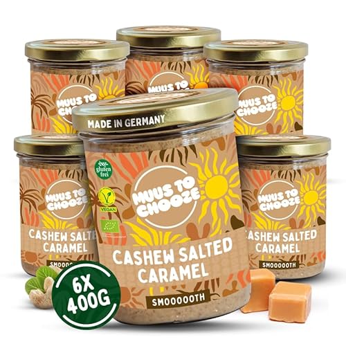 Muus to Chooze - Cashew Salted Caramel Brotaufstrich 6x400g – Aufstrich Vegan, Bio & Zusatzstofffrei – Mit Cashews, Kokosblütenzucker & Meersalz – Geschmeidige Textur – Ideal als Snack & Topping Muus to Chooze - Cashew Salted Caramel Brotaufstrich 6x400g – Aufstrich Vegan, Bio & Zusatzstofffrei – Mit Cashews, Kokosblütenzucker & Meersalz – Geschmeidige Textur – Ideal als Snack & Topping von Muus to Chooze