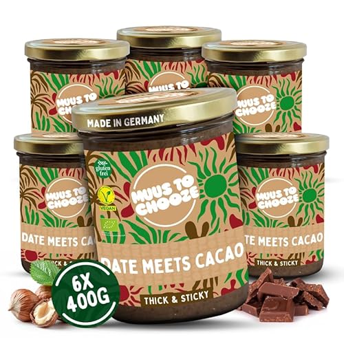 Muus to Chooze - Date meets Cacao Brotaufstrich 6x400g – Aufstrich Vegan, Bio & Zusatzstofffrei – Mit Dattelpaste, Kakao & blanchierten Haselnüssen – Geschmeidige Textur – Ideal als Snack & Topping Muus to Chooze - Date meets Cacao Brotaufstrich 6x400g – Aufstrich Vegan, Bio & Zusatzstofffrei – Mit Dattelpaste, Kakao & blanchierten Haselnüssen – Geschmeidige Textur – Ideal als Snack & Topping von Muus to Chooze