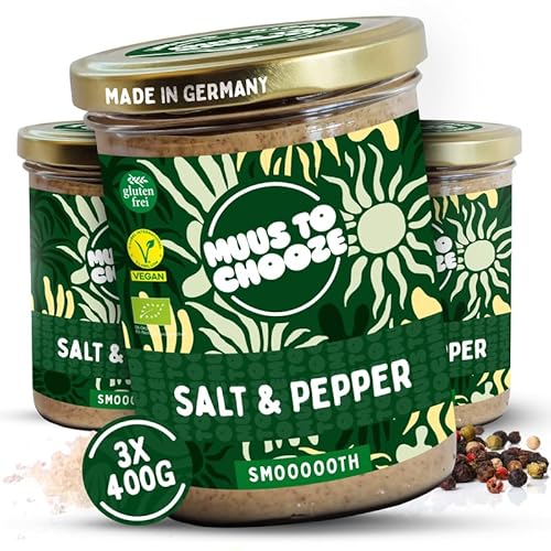 Muus to Chooze - Salt and Pepper Brotaufstrich 3x400g - Aufstrich Vegan, Bio & Zusatzstofffrei – Pikante & proteinreiche Cashew-Creme mit Pfeffer und Salz - Ideal als Aufstrich & Topping Muus to Chooze - Salt and Pepper Brotaufstrich 3x400g - Aufstrich Vegan, Bio & Zusatzstofffrei – Pikante & proteinreiche Cashew-Creme mit Pfeffer und Salz - Ideal als Aufstrich & Topping von Muus to Chooze