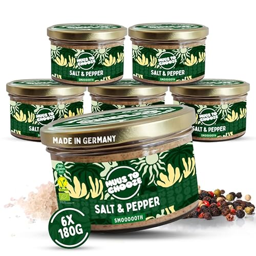 Muus to Chooze - Salt and Pepper Brotaufstrich 6x180g - Aufstrich Vegan, Bio & Zusatzstofffrei – Pikante & proteinreiche Cashew-Creme mit Pfeffer und Salz - Ideal als Aufstrich & Topping Muus to Chooze - Salt and Pepper Brotaufstrich 6x180g - Aufstrich Vegan, Bio & Zusatzstofffrei – Pikante & proteinreiche Cashew-Creme mit Pfeffer und Salz - Ideal als Aufstrich & Topping von Muus to Chooze
