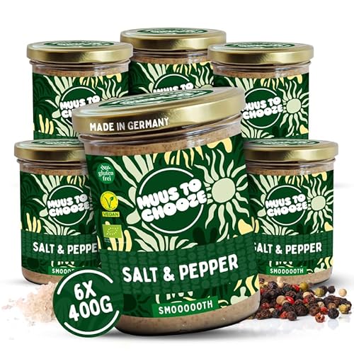 Muus to Chooze - Salt and Pepper Brotaufstrich 6x400g - Aufstrich Vegan, Bio & Zusatzstofffrei – Pikante & proteinreiche Cashew-Creme mit Pfeffer und Salz - Ideal als Aufstrich & Topping Muus to Chooze - Salt and Pepper Brotaufstrich 6x400g - Aufstrich Vegan, Bio & Zusatzstofffrei – Pikante & proteinreiche Cashew-Creme mit Pfeffer und Salz - Ideal als Aufstrich & Topping von Muus to Chooze