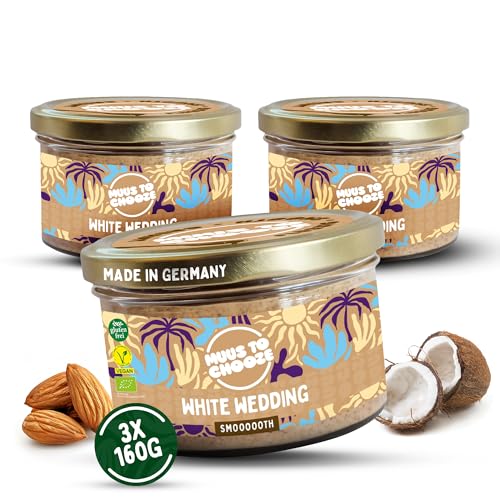 Muus to Chooze - White Wedding Brotaufstrich 3x160g - Aufstrich Vegan, Bio & Zusatzstofffrei – Kokos-Creme-Aufstrich mit blanchierten Mandeln und Kokosblütenzucker - Ideal als Aufstrich & Topping Muus to Chooze - White Wedding Brotaufstrich 3x160g - Aufstrich Vegan, Bio & Zusatzstofffrei – Kokos-Creme-Aufstrich mit blanchierten Mandeln und Kokosblütenzucker - Ideal als Aufstrich & Topping von Muus to Chooze