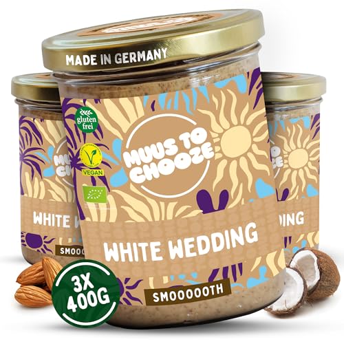 Muus to Chooze - White Wedding Brotaufstrich 3x400g - Aufstrich Vegan, Bio & Zusatzstofffrei – Kokos-Creme-Aufstrich mit blanchierten Mandeln und Kokosblütenzucker - Ideal als Aufstrich & Topping Muus to Chooze - White Wedding Brotaufstrich 3x400g - Aufstrich Vegan, Bio & Zusatzstofffrei – Kokos-Creme-Aufstrich mit blanchierten Mandeln und Kokosblütenzucker - Ideal als Aufstrich & Topping von Muus to Chooze