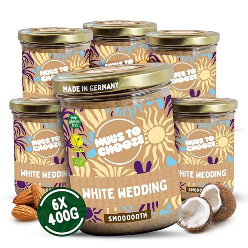 Muus to Chooze - White Wedding Brotaufstrich 6x400g - Aufstrich Vegan, Bio & Zusatzstofffrei – Kokos-Creme-Aufstrich mit blanchierten Mandeln und Kokosblütenzucker - Ideal als Aufstrich & Topping Muus to Chooze - White Wedding Brotaufstrich 6x400g - Aufstrich Vegan, Bio & Zusatzstofffrei – Kokos-Creme-Aufstrich mit blanchierten Mandeln und Kokosblütenzucker - Ideal als Aufstrich & Topping von Muus to Chooze